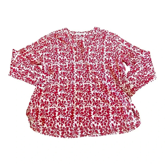 Gerard Darel Tops - Gerard Darel Cotton Voile Popover Blouse Stamped Floral Sz 42 100% Cotton